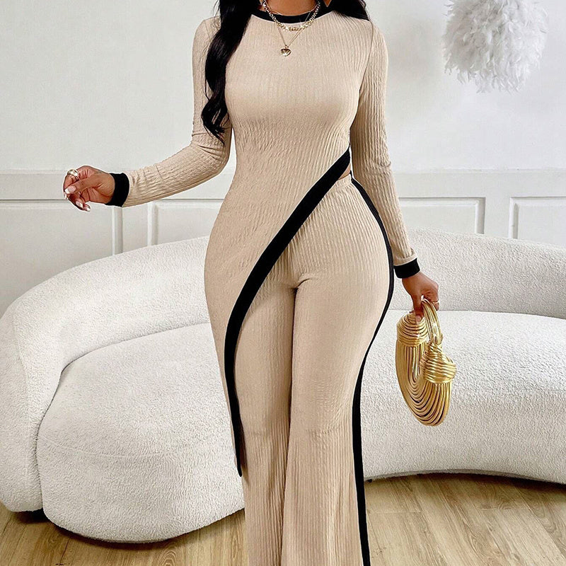 Women’s Asymmetrical Two-Piece Long Sleeve Top and Pants Set - Image 5