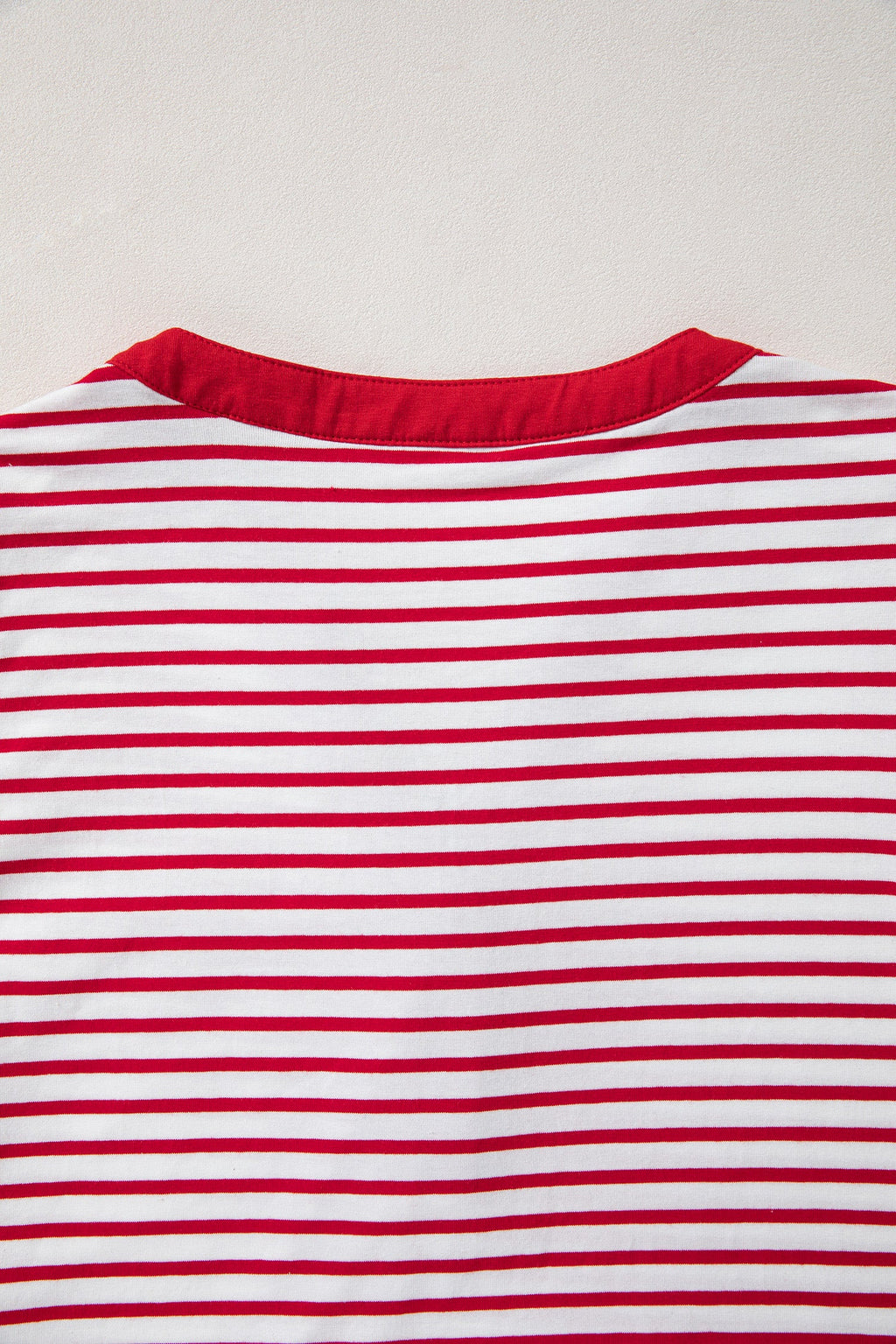 Wrenley Striped 3/4 Sleeve Patchwork Top with Split Neck