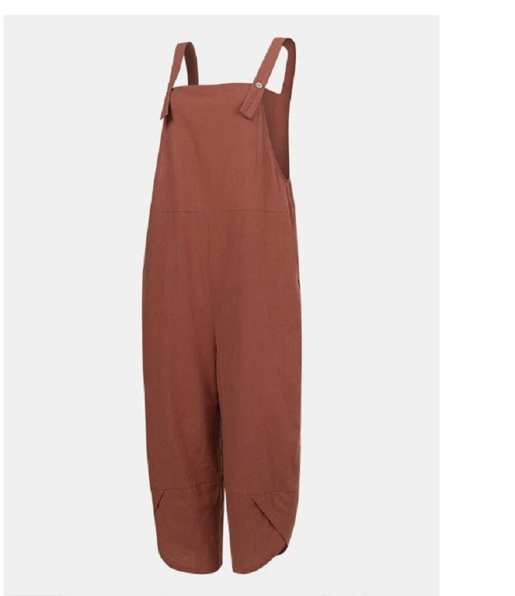 Women's Casual Solid Color Wide Leg Overalls Jumpsuit - Image 8