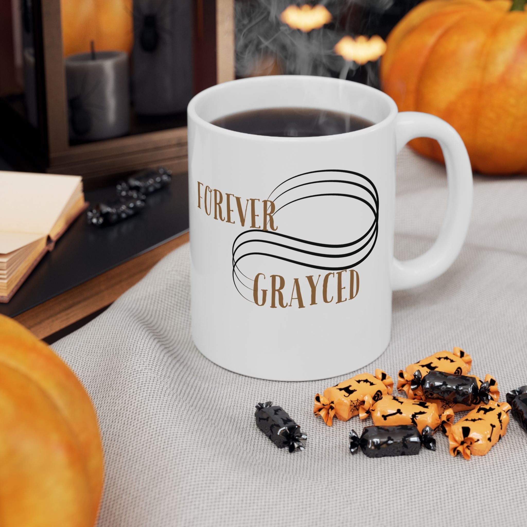 Modern Ceramic Coffee Mug in White, Black, and Gold, 11oz or 15oz