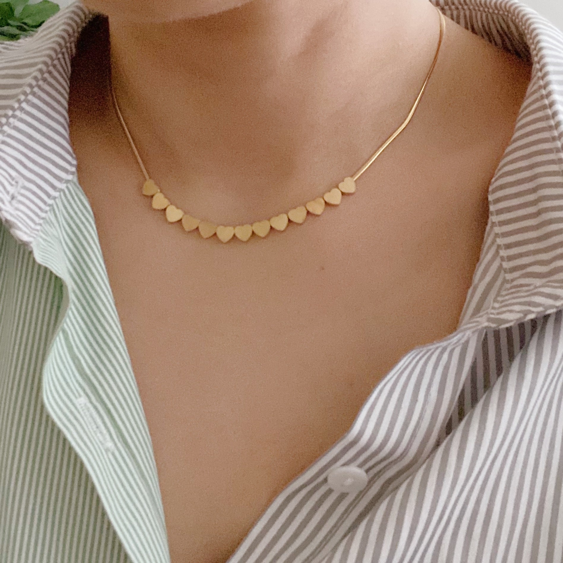 With Me Mini Hearts Necklace Gold Plated Stainless Steel - Image 3