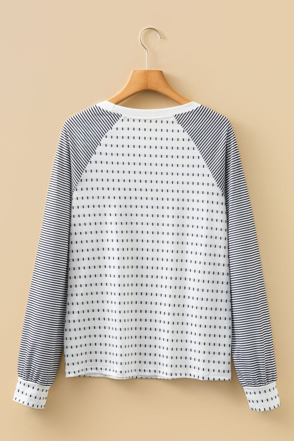 Stripe Raglan Patchwork Long Sleeve Top