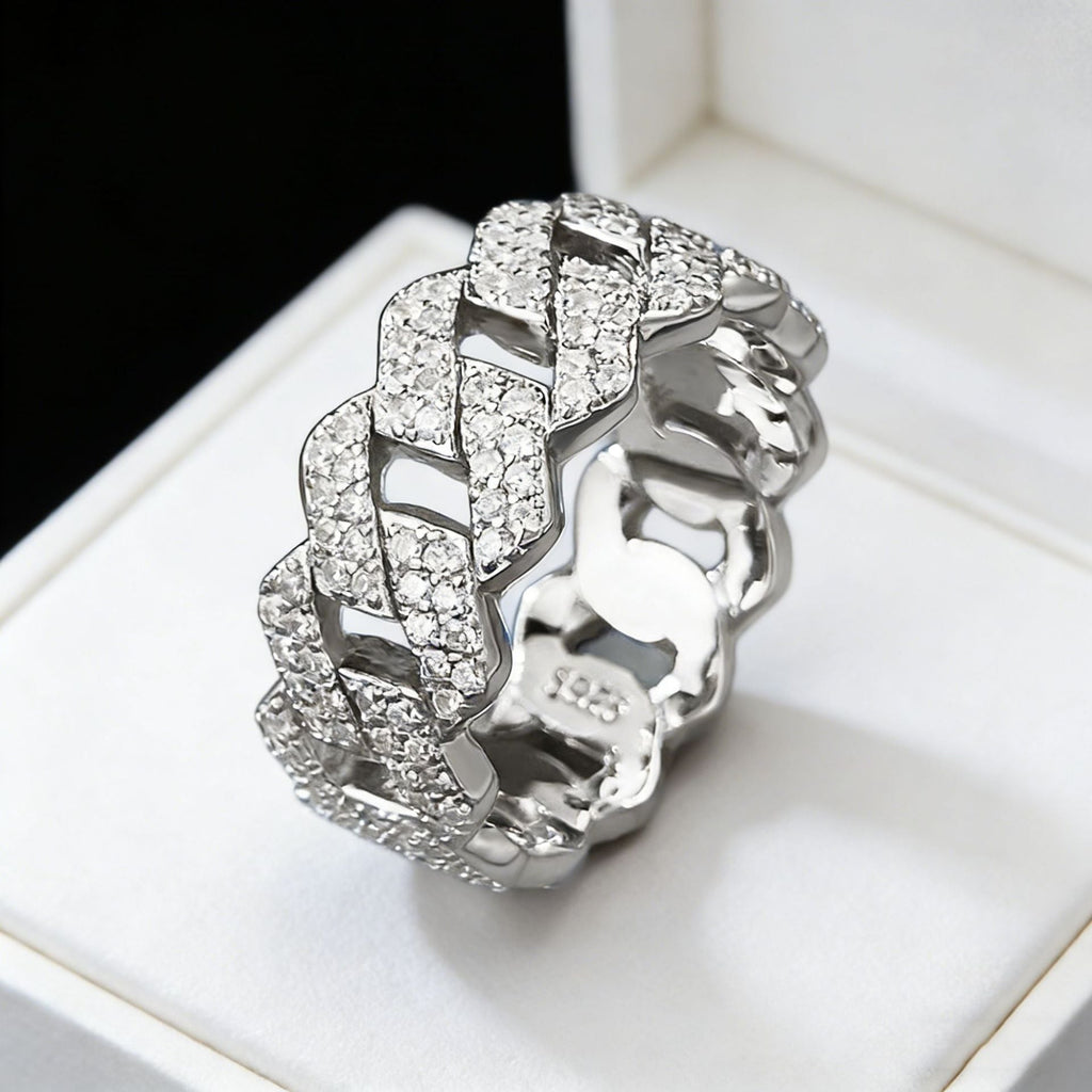 S925 Silver Ring Clasp With Cubic Zirconia Quadrilateral Shape