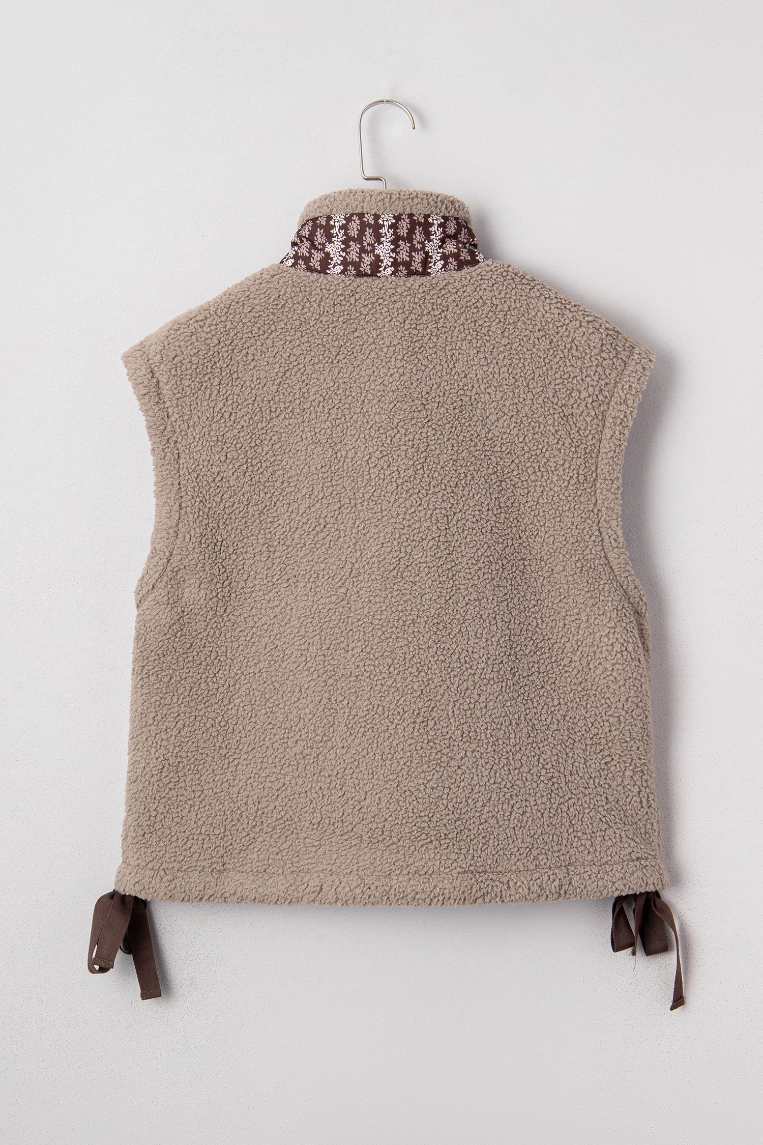 Wrenley Sherpa Fleece Vest with Floral Trim and Side Bows - Image 2