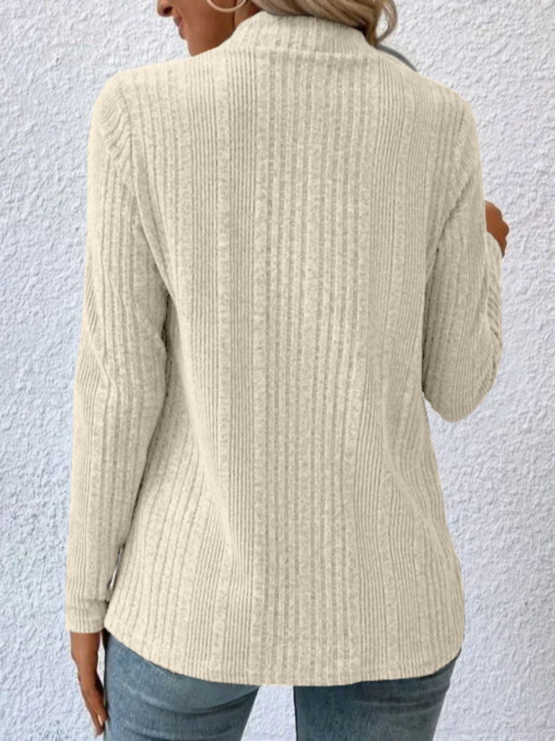 Open Front Ribbed Long Sleeve Cardigan in Heather Grey - Image 6