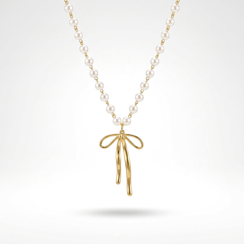 Stainless Steel Gold Pearl Butterfly Clavicle Necklace For Women, Dainty Non Tarnish Elegant Versatile New Lady Neck Jewelry