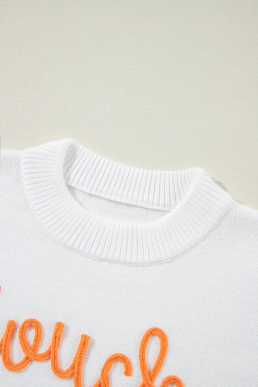 White Touchdown Tinsel Puff Sleeve Crewneck Sweater Football