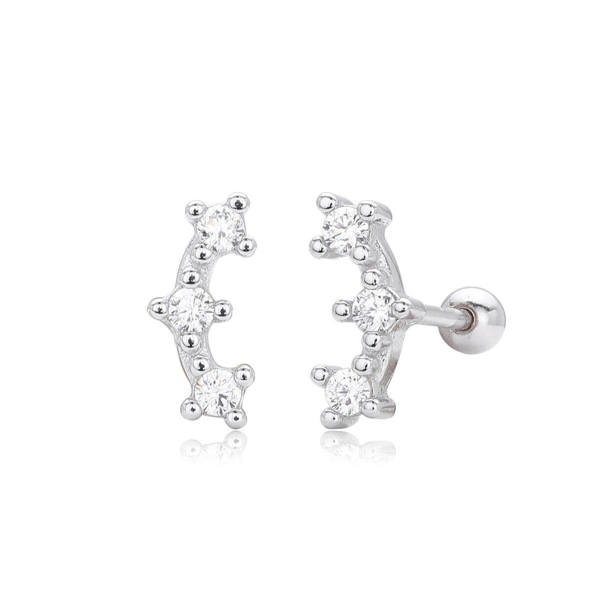 Minimalist Three-stone Star Stud Earrings With Zircons