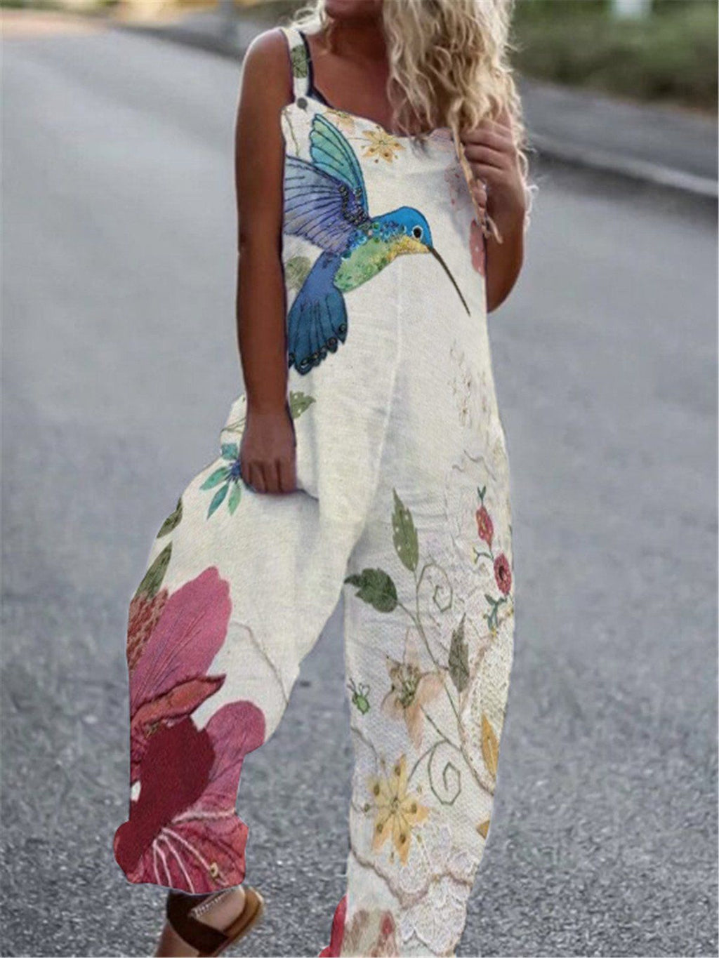 Women’s Butterfly Print Overalls