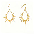 Stainless Steel Hammered-Surface Sun Tassel Earrings