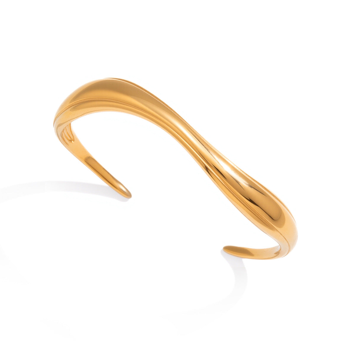 Gold Wave Open Cuff Bracelet