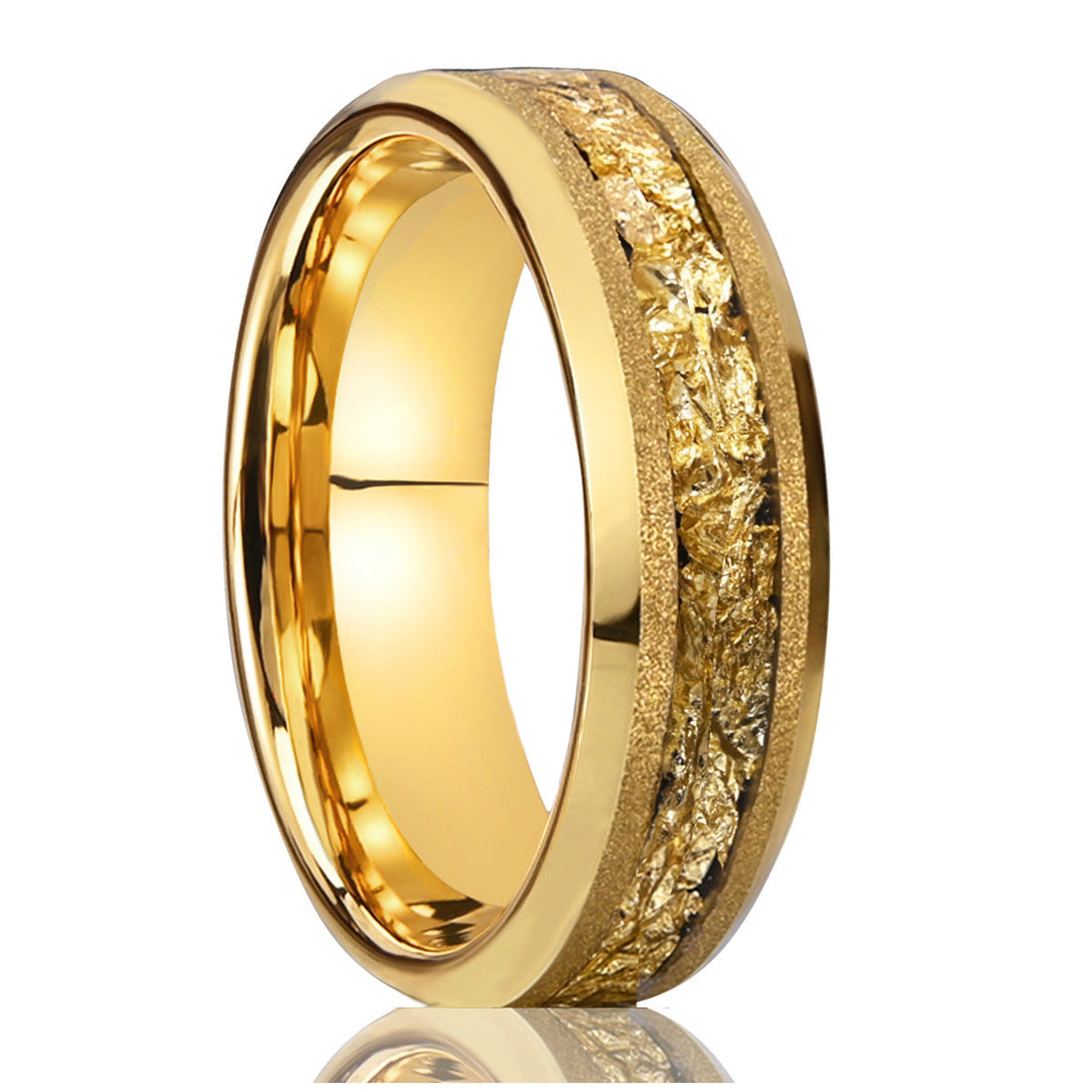 6mm Gold Tungsten Steel Sandblasted Ring Minimalist Unisex Band