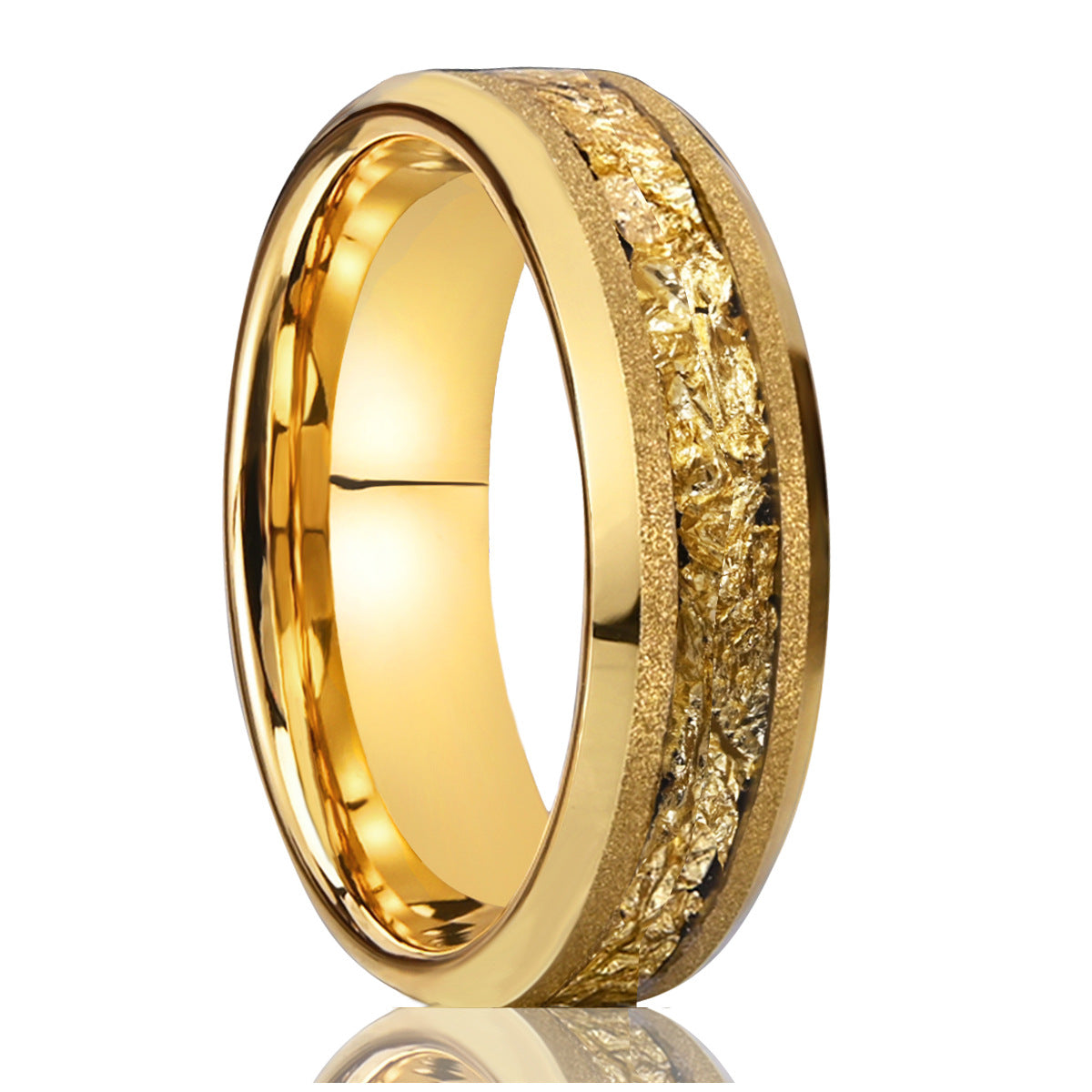6mm Gold Tungsten Steel Sandblasted Ring Minimalist Unisex Band
