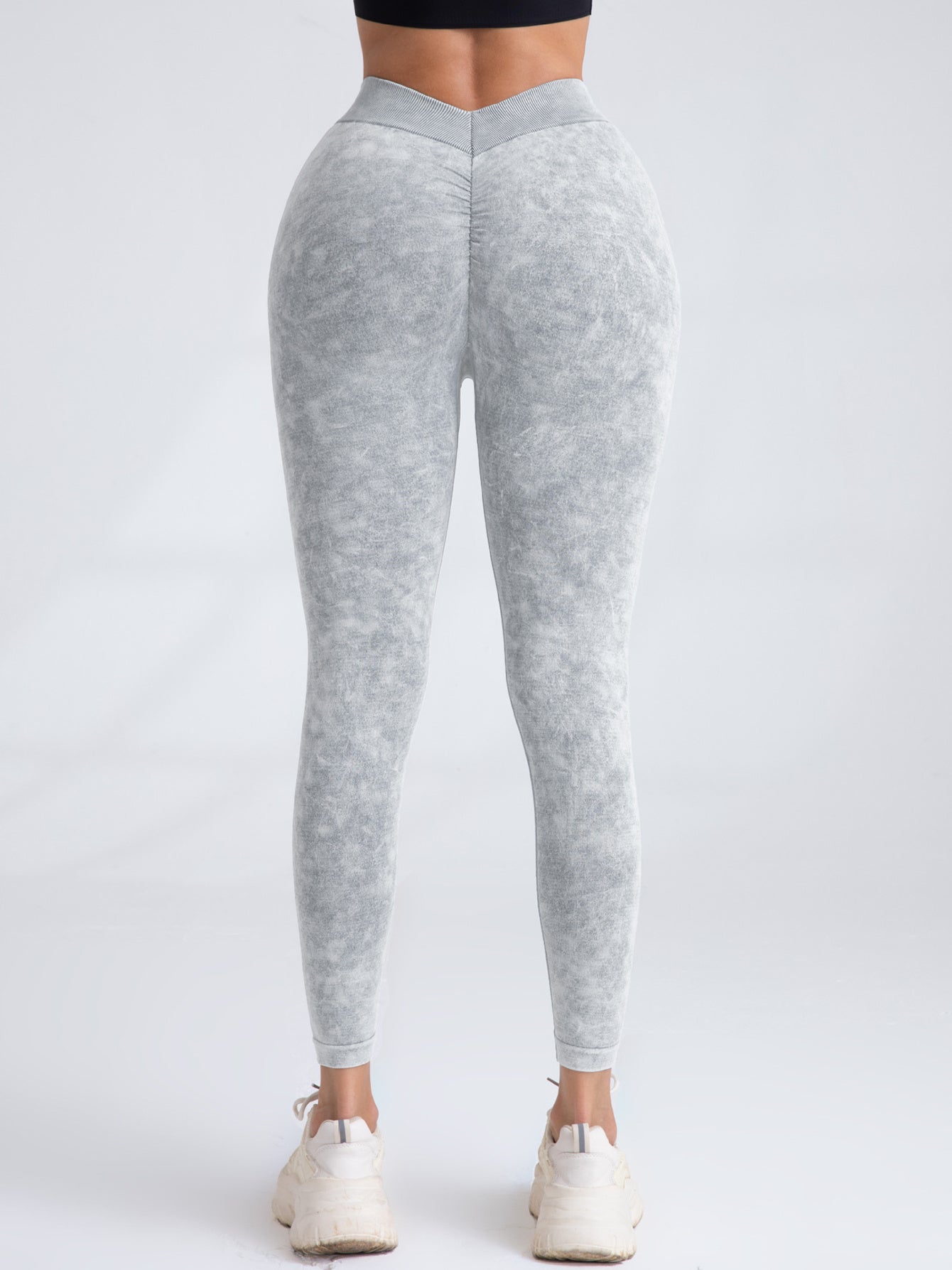 V-Back Scrunch Butt Seamless Yoga Leggings High-Waist Tights