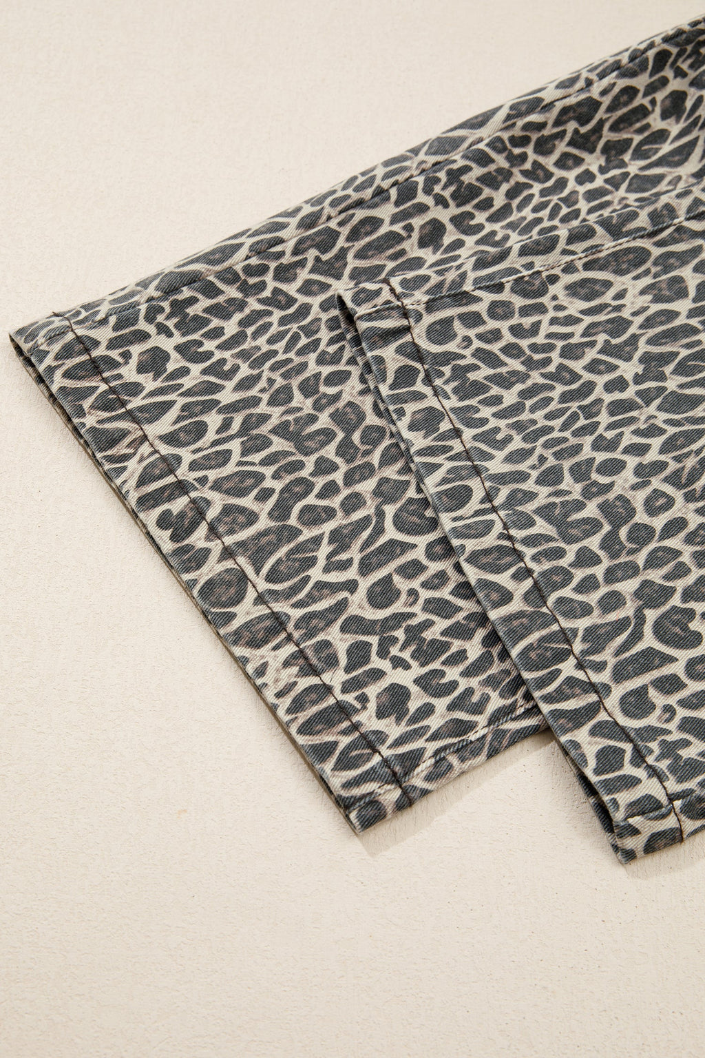 Leopard Straight Leg Loose Denim Overall Jumpsuit