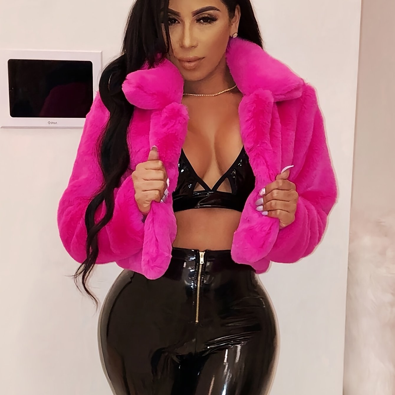 Cozy Chic Faux Fur Collar Cardigan Jacket