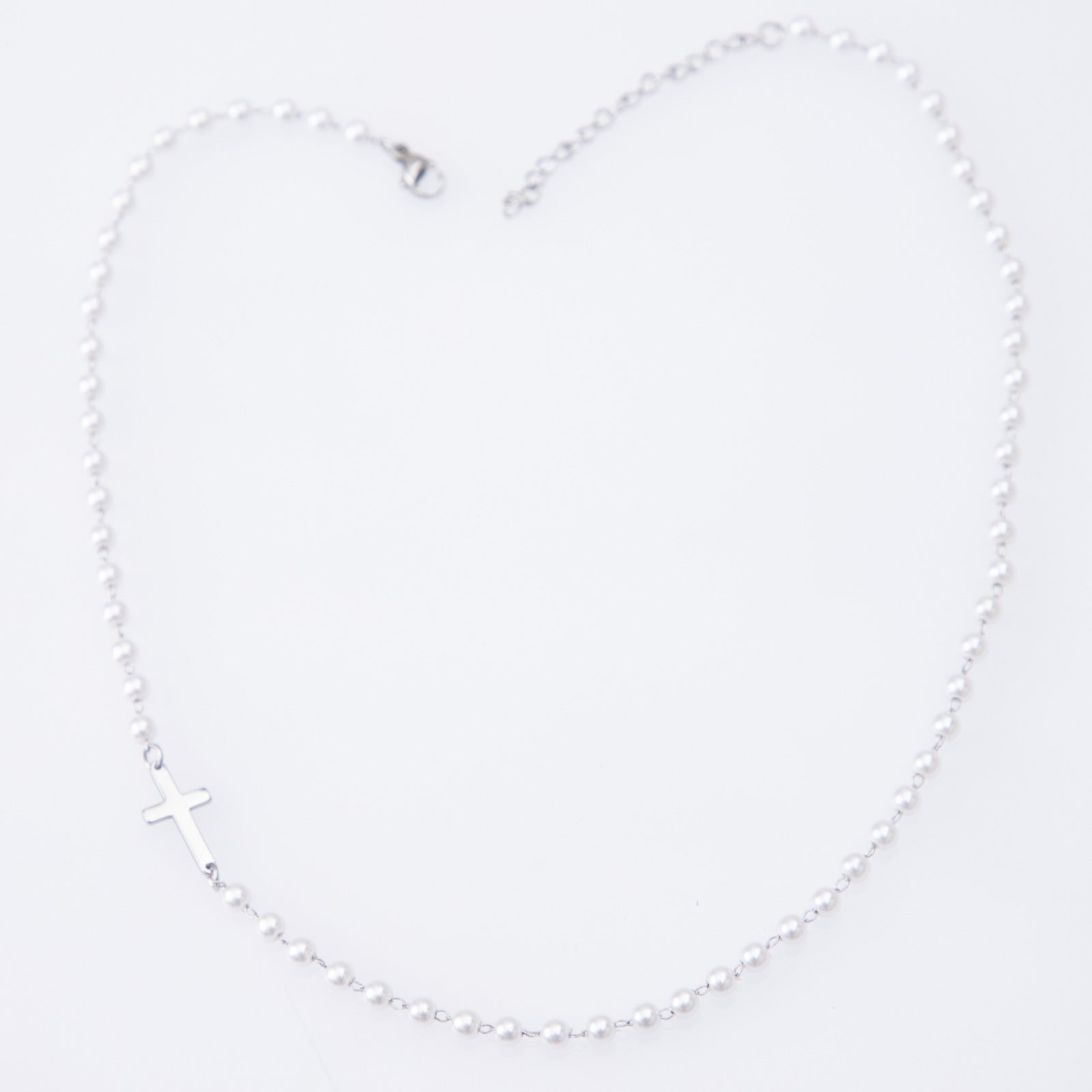 Pearl Cross Titanium Steel Necklace For Women