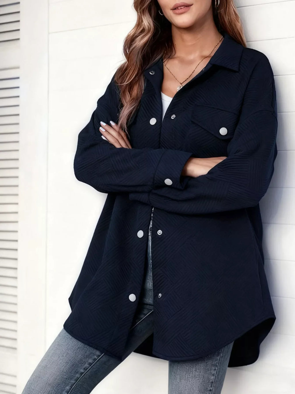 Textured Snap Down Jacket