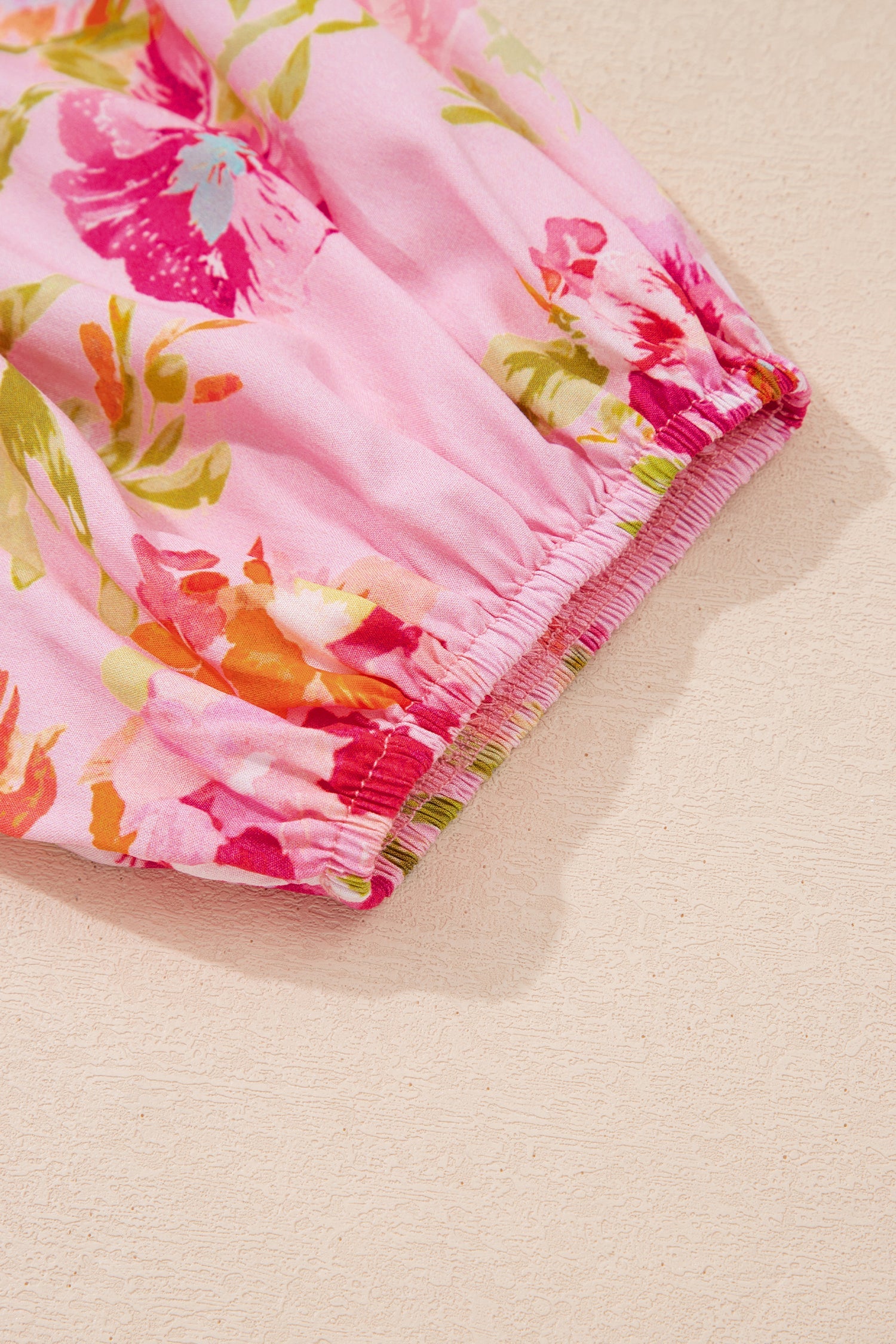 Nicole Puffy Half Sleeve Floral Blouse with Tie Neck