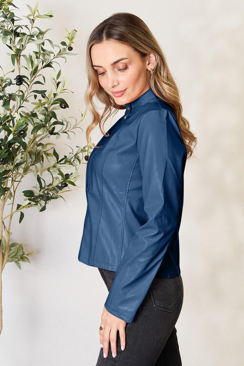 Classic Girls Zip-Up Jacket with Stand Collar for Everyday Wear