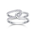 S925 Silver 3.7g Platinum Plated Moissanite Ring, 22pcs D VVS1 Interlocking Band, GRA Certified US 5-9