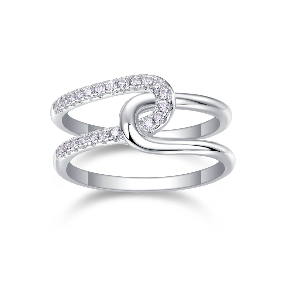 S925 Silver 3.7g Platinum Plated Moissanite Ring, 22pcs D VVS1 Interlocking Band, GRA Certified US 5-9