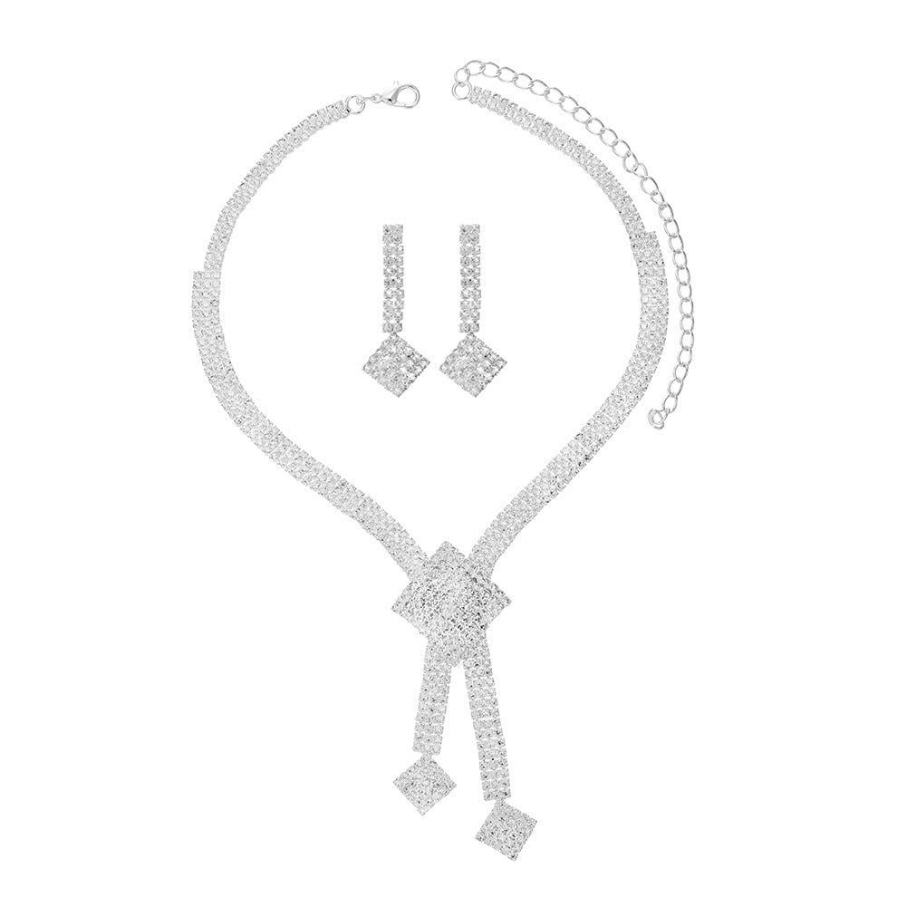 2026 Cross-Border European And American Fashion Luxury High-End Sparkling Rhinestone Pearl Necklace Women's Versatile Two-Piece Set Of Necklaces