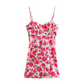 Spring Women Floral Print Corset Dress