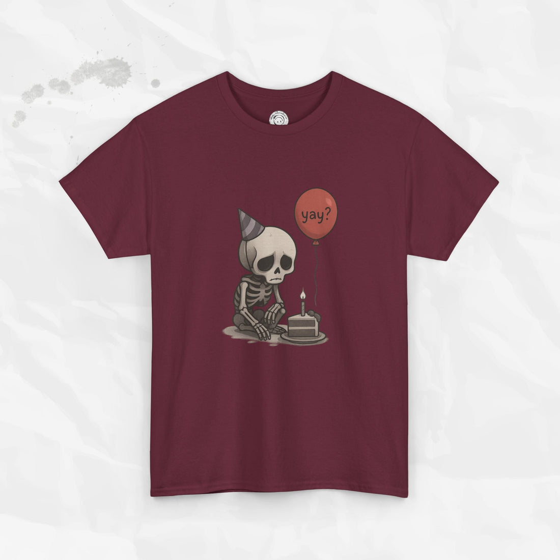Yay? Skeleton Birthday Graphic T-Shirt - Available in Grey and Red - Image 7