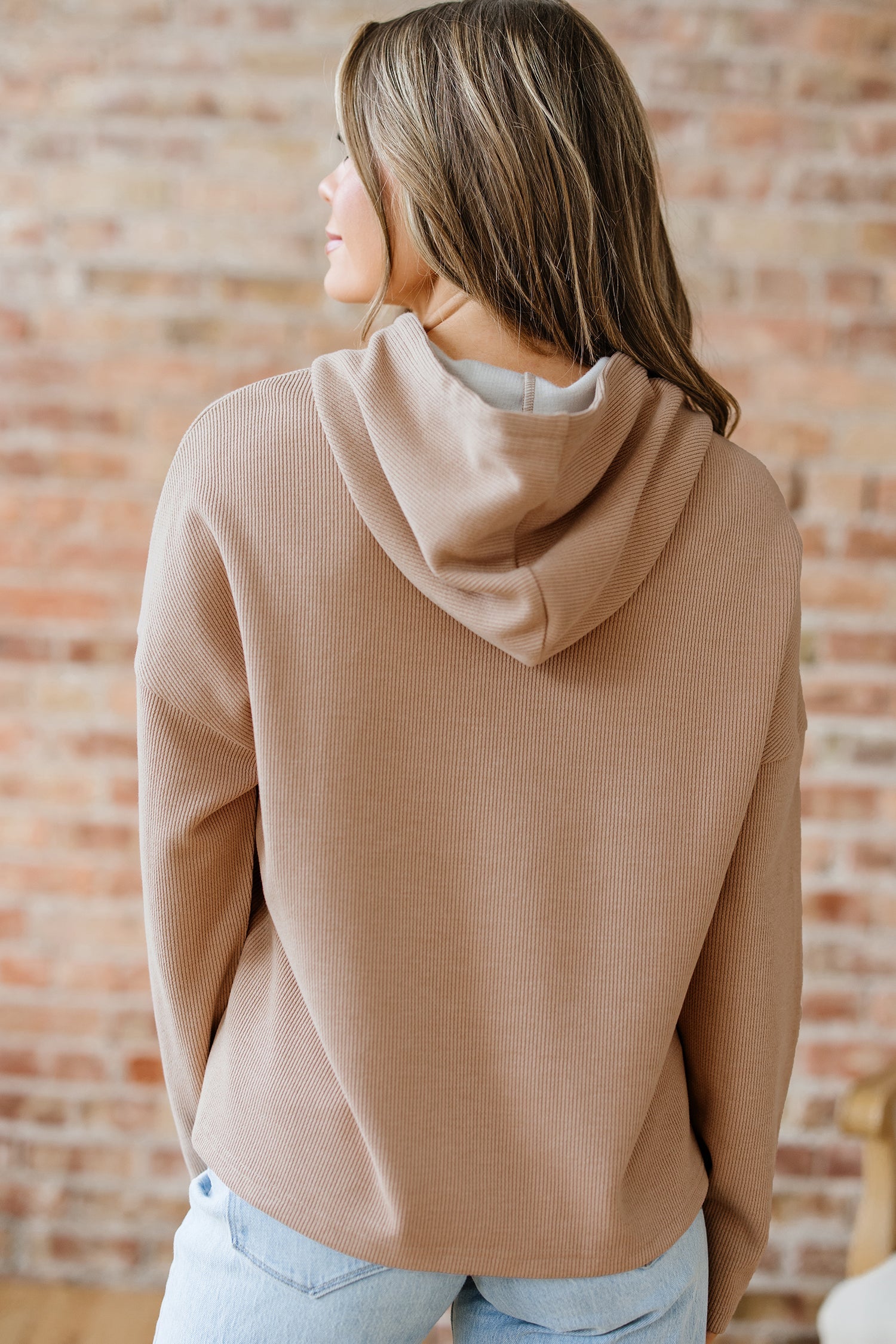 Dark Khaki Thermal Textured Leopard Drawstring Baggy Hoodie