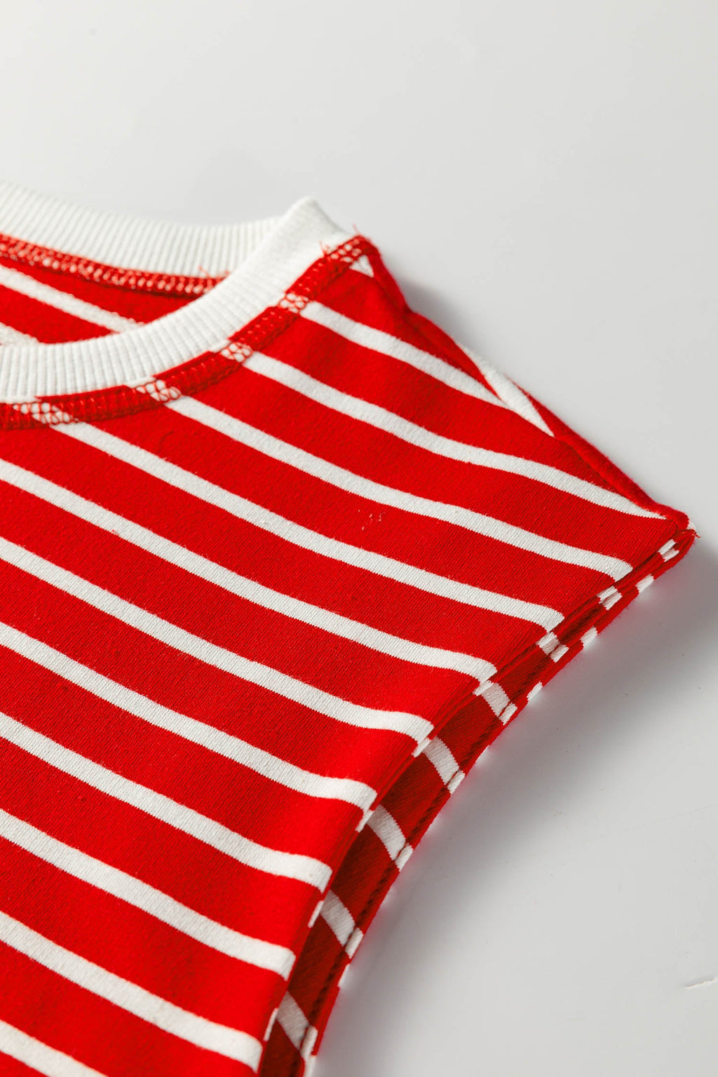 Ivy Trim Loose Tank Top - Striped Casual Sleeveless Shirt