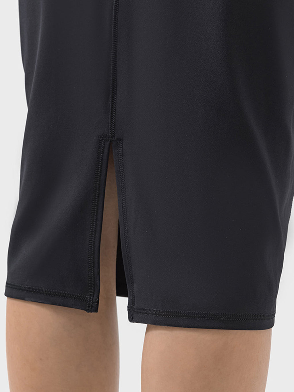 Brown Slit Wrap Active Skirt Stretchy Midi Athletic Skirt - Image 9