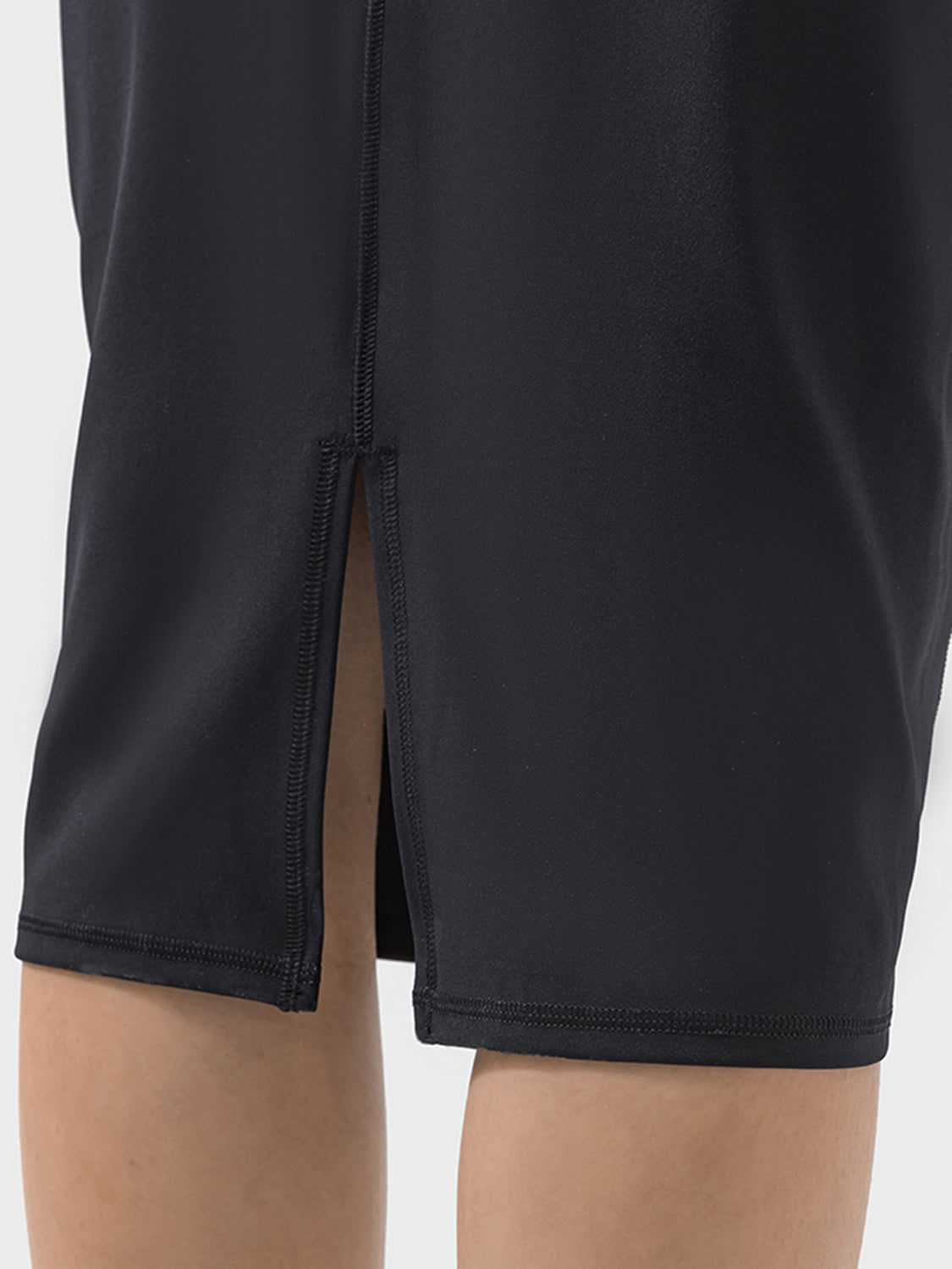 Brown Slit Wrap Active Skirt Stretchy Midi Athletic Skirt - Image 9
