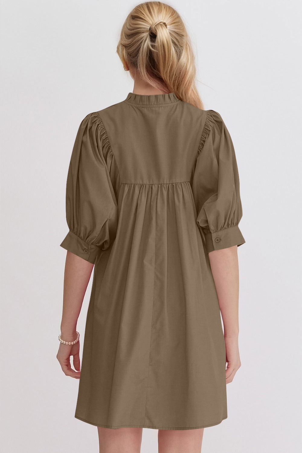Pink Puff Sleeve Mini Dress – Casual Feminine Summer Dress