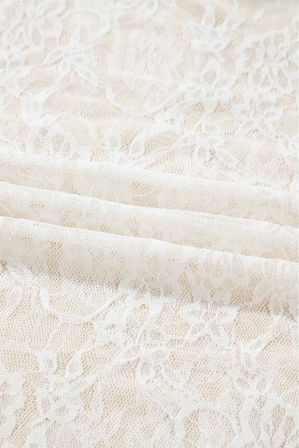 White Sheer Lace Mesh Mock Neck Long Sleeve Top - Image 9