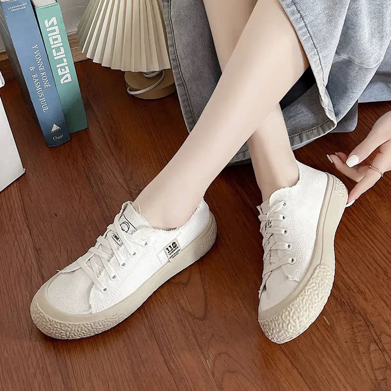 Women's Light Blue Canvas Platform Sneakers with Thick Sole - Image 4
