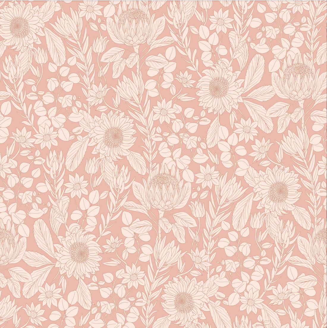 Polly Floral Removable Wallpaper in Peach and Cream