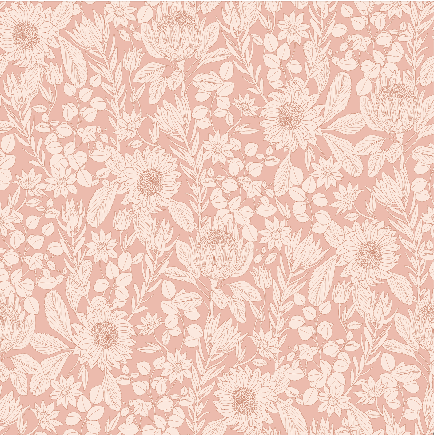 Polly Floral Removable Wallpaper in Peach and Cream