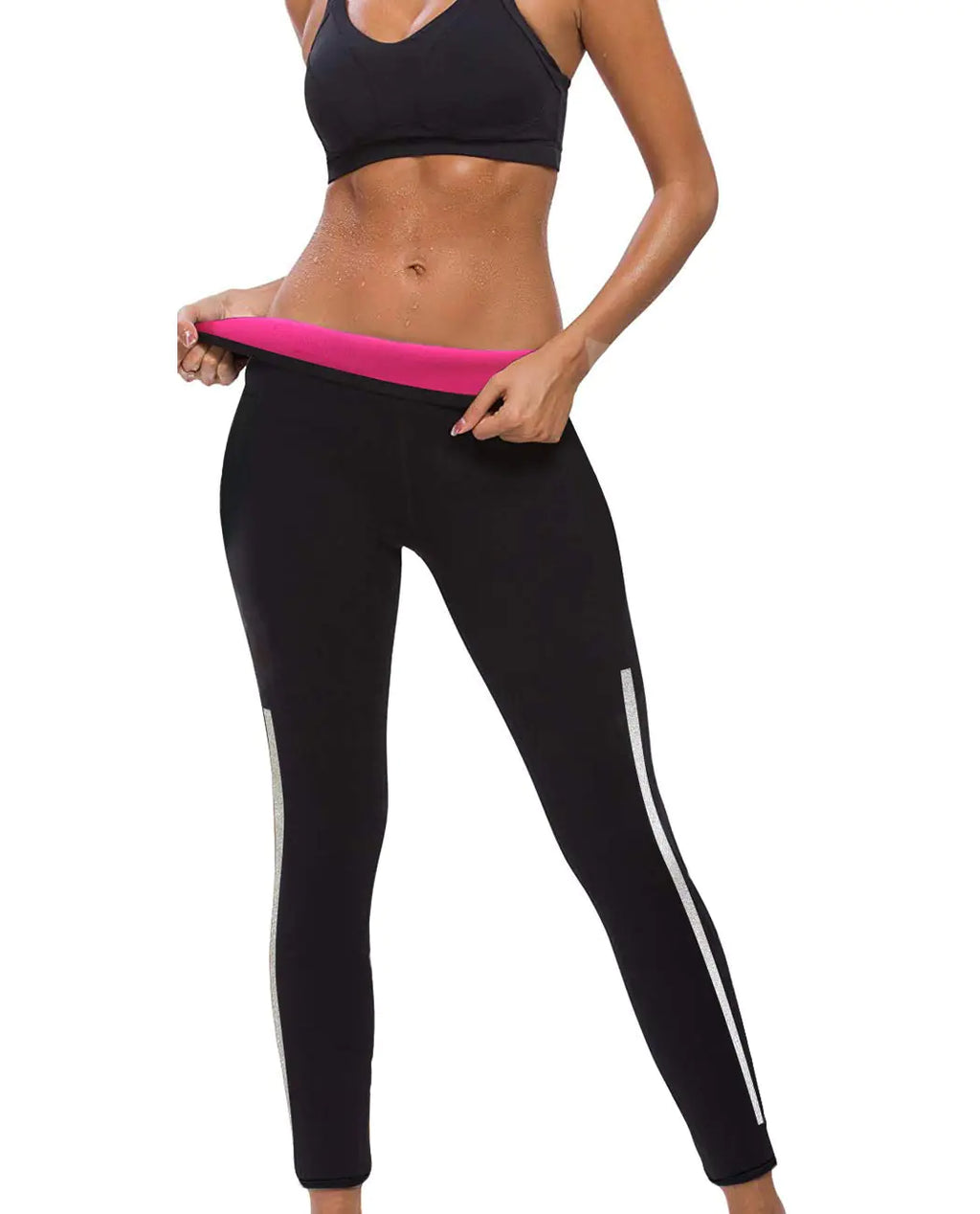 NonEcho Women Neoprene Sauna Sweat Pants High Waist Workout Leggings Tummy Control Fitness Tights with Side Pocket Black
