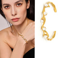 18K gold irregular C-shaped inlaid pearl bracelet with novel and unique design