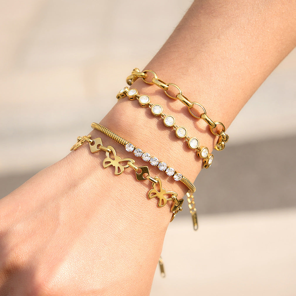 Gold Butterfly Chain Bracelet - Waterproof Stainless Steel