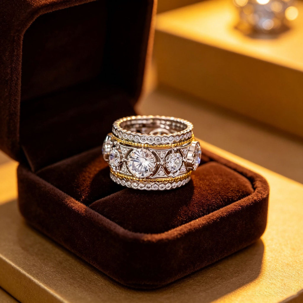 Two-tone Ring For Women, Luxurious Court Style, Elegant