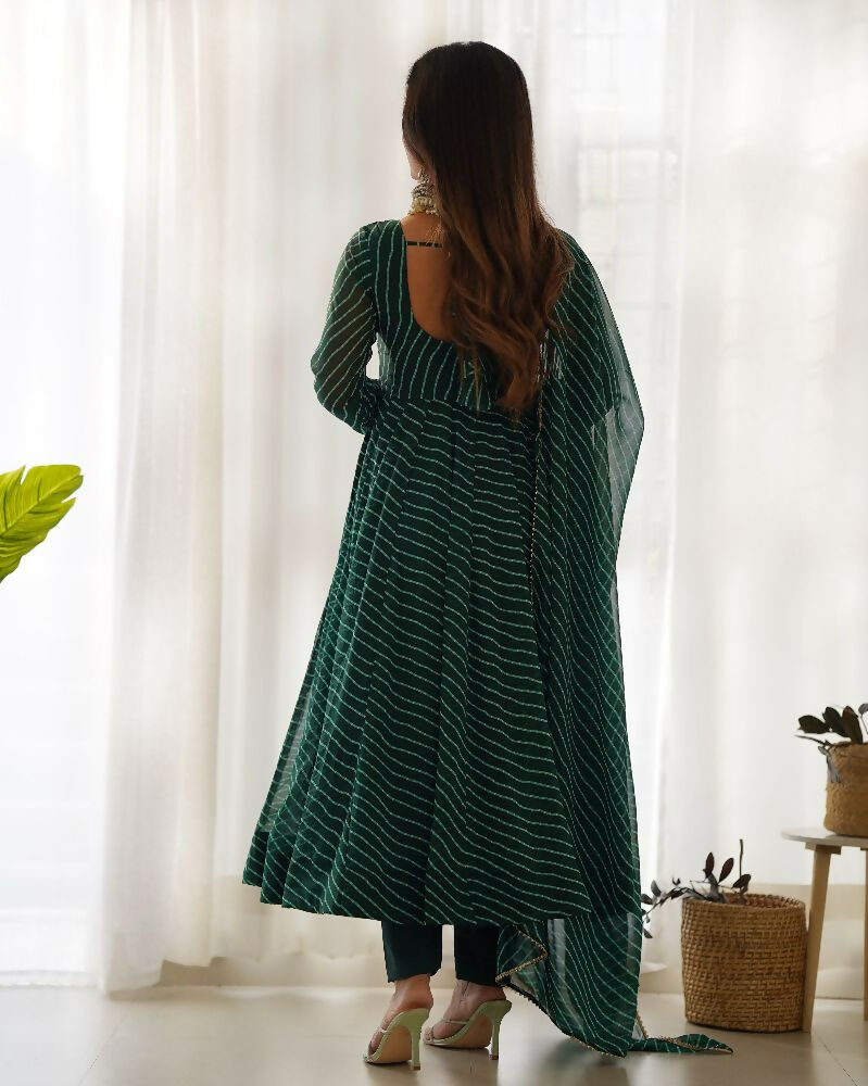 Green Georgette Kurta Set with Sequin Embroidery Work