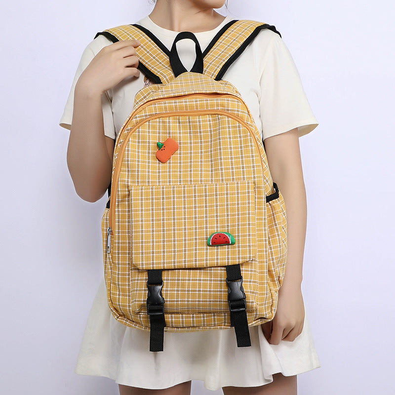 Harajuku Plaid School Backpack - Large Capacity Student Bag - Image 2