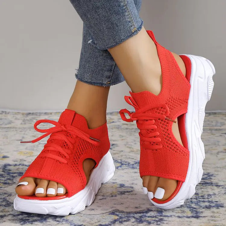 Women's Casual Hollow Thick Bottom Knit Beach Sandals - Image 37