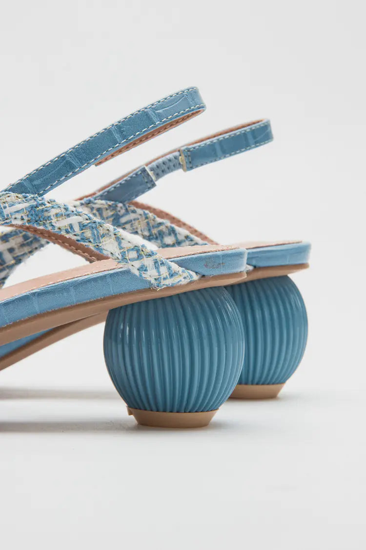 Tweed Slingback Heels with Sculptural Round Heel - Image 10