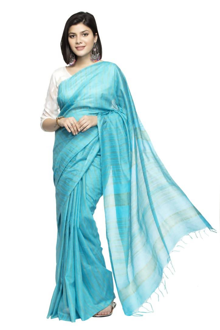 Firozi Bhagalpuri Saree with matching blouse piece, elegant ethnic wear for party and casual occasions