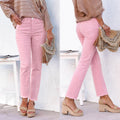 Women's High-Waist Straight Leg Ankle Jeans with Raw Hem