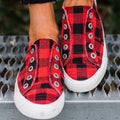 Women's Plaid Canvas Slip-On Sneakers - Black & Blue Options - Image 5