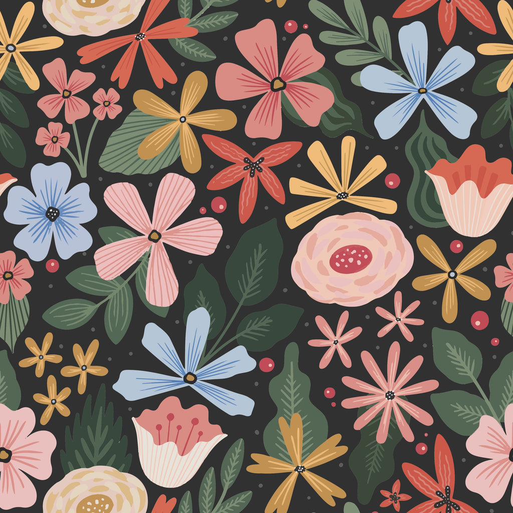 Macarena Bohemian Floral Wallpaper in Vibrant Multicolored Tones